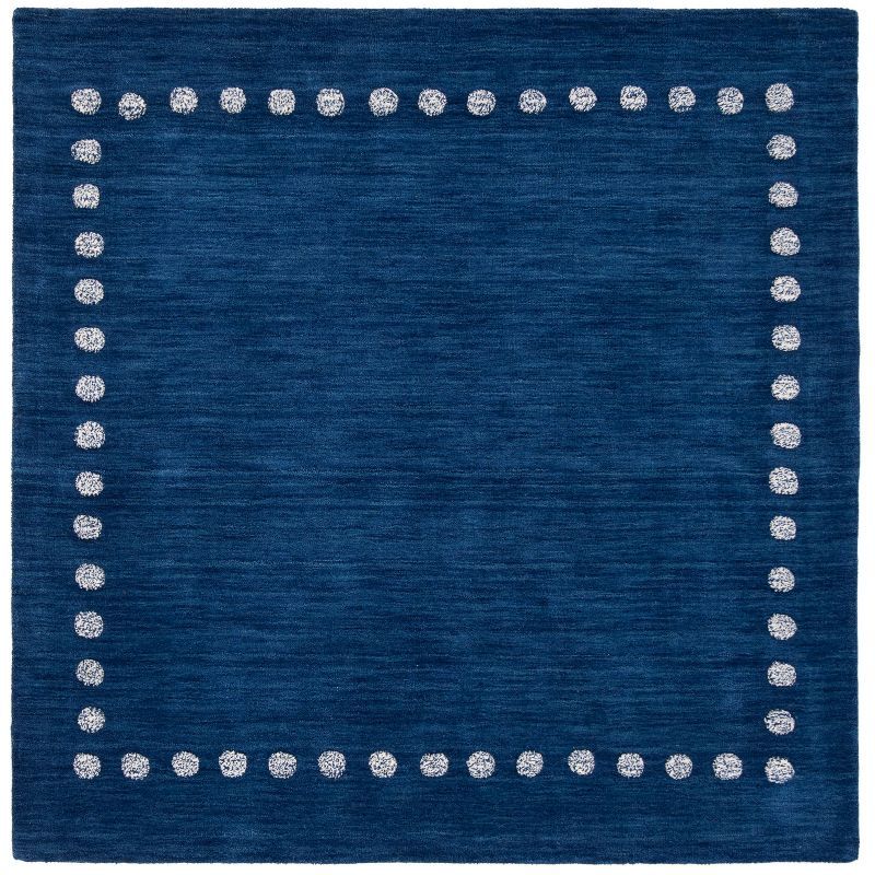 Handmade Tufted Navy Wool Square Kids Playroom Rug - 59" x 59"