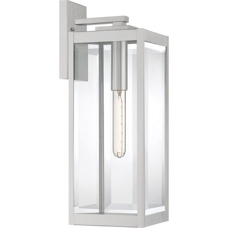 Silver Steel Dimmable Outdoor Lantern with Clear Glass