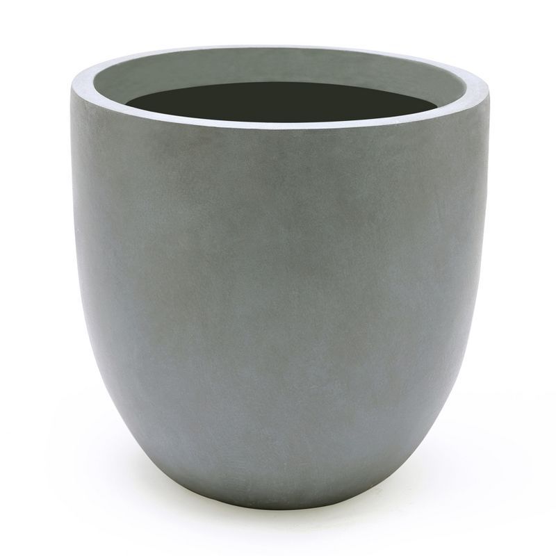 Gray Round Tapered Magnesium Oxide Outdoor Planter 12.2" H
