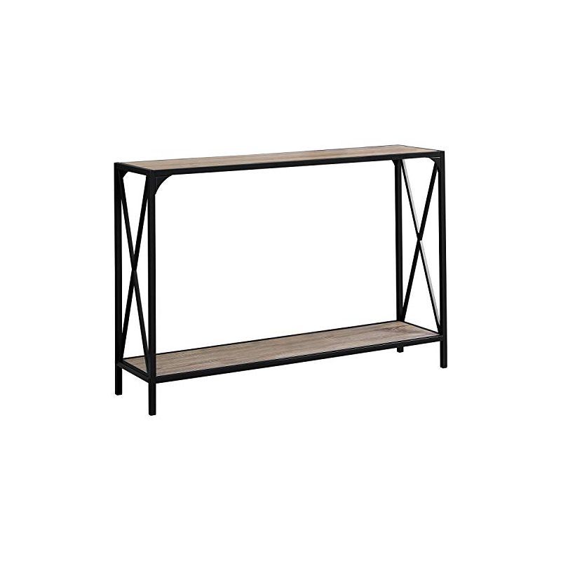 Dark Taupe and Black Metal X-Base Console Table with Storage