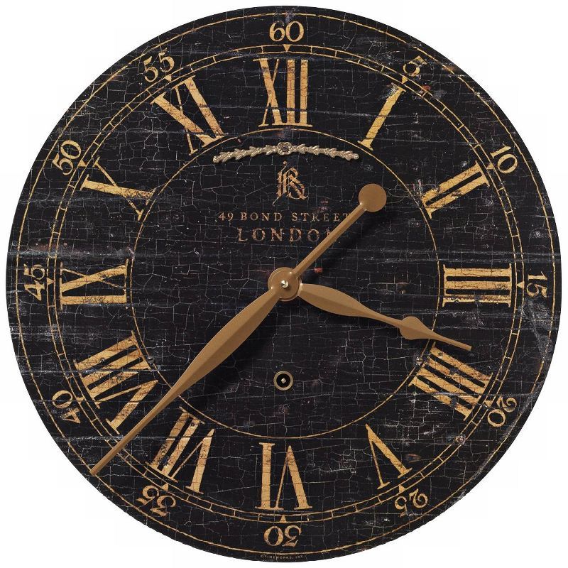 18-Inch Rustic Black and Gold Round Wall Clock