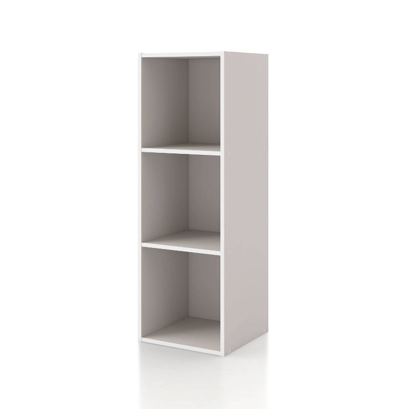 Taupe Grey 3-Shelf Stackable Wood Cube Bookcase