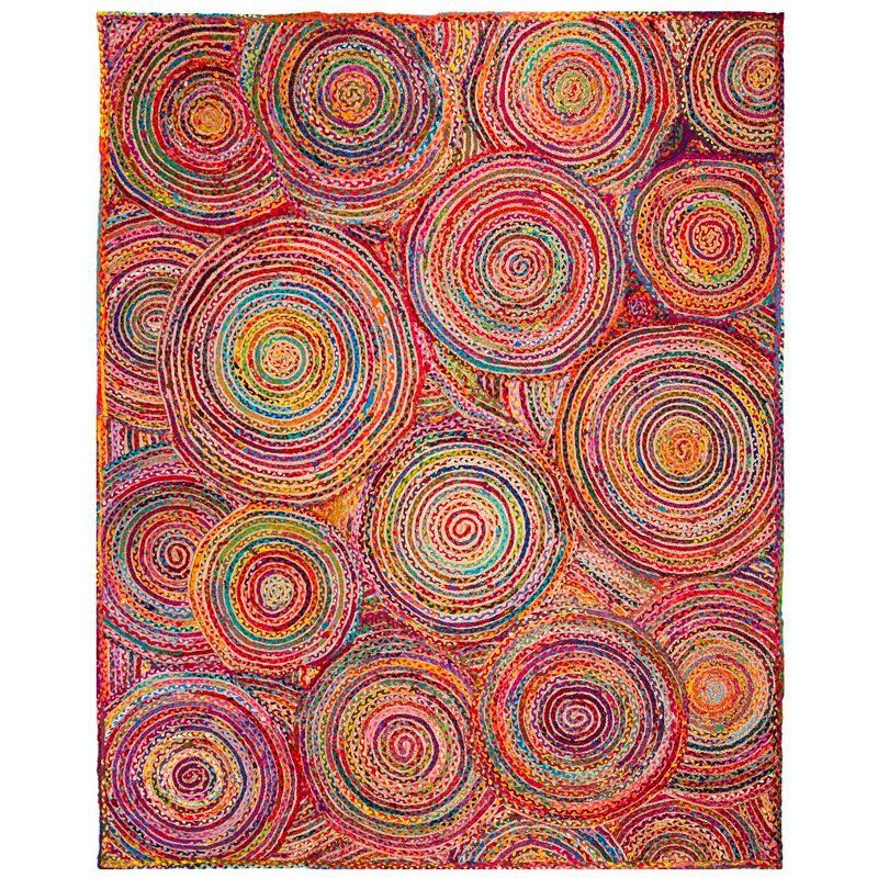 Handmade Red and Multicolor Cotton Flat Woven Area Rug