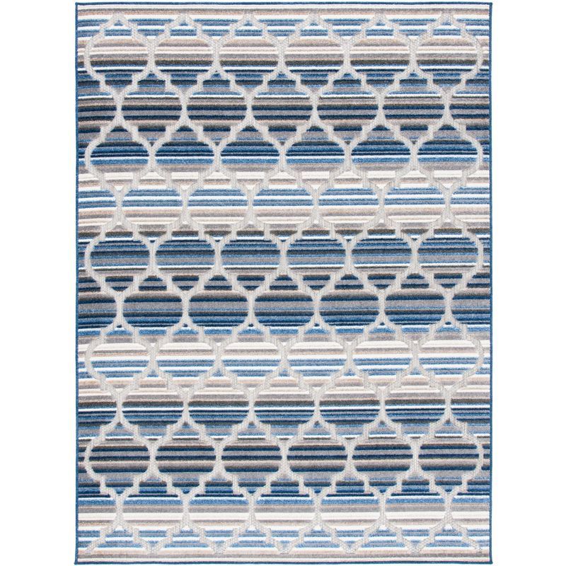 Cabana Bliss Blue & Grey Geometric Synthetic Area Rug - 5'3" x 7'7"