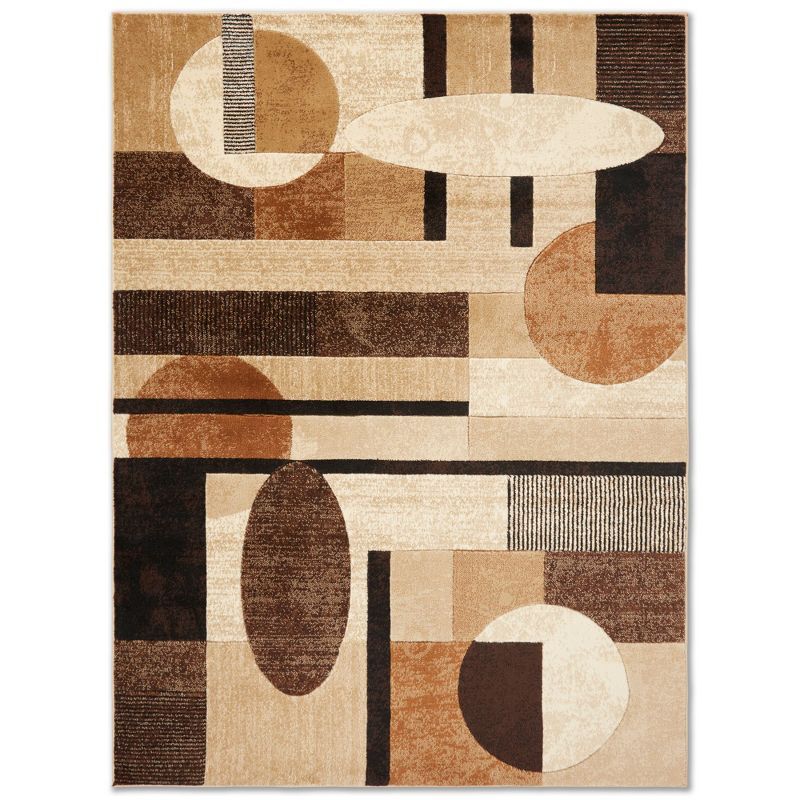 Tribeca Geometric Brown & Beige Handmade Area Rug 32"x20"