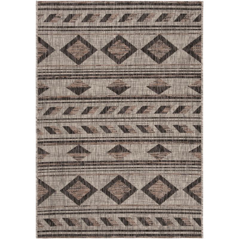 Grey/Black Rectangular Synthetic Flat Woven Area Rug