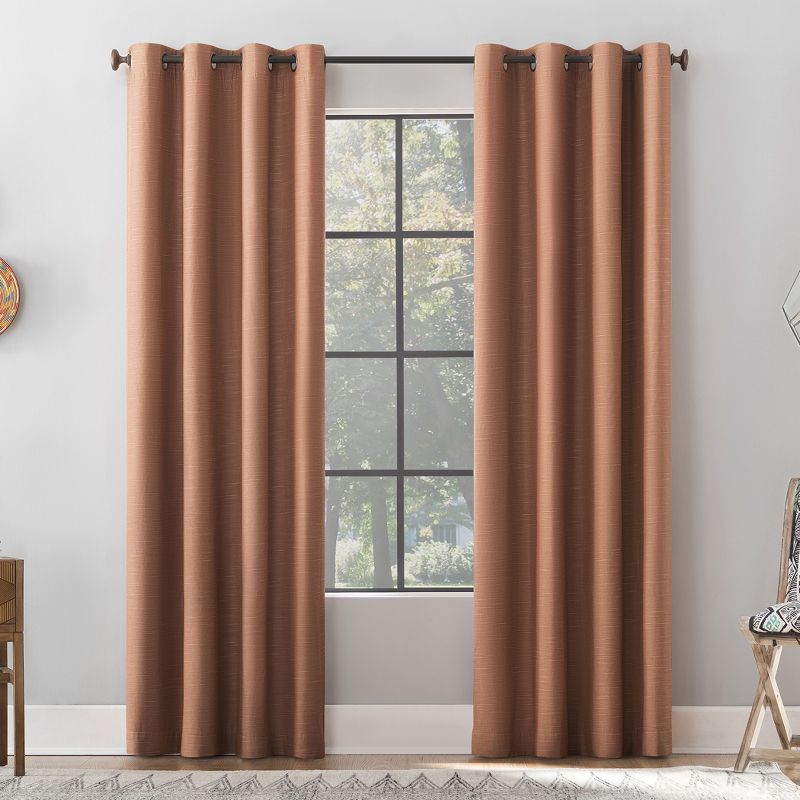 Pecan Brown 50" x 96" Linen Blend Blackout Grommet Curtain Panel