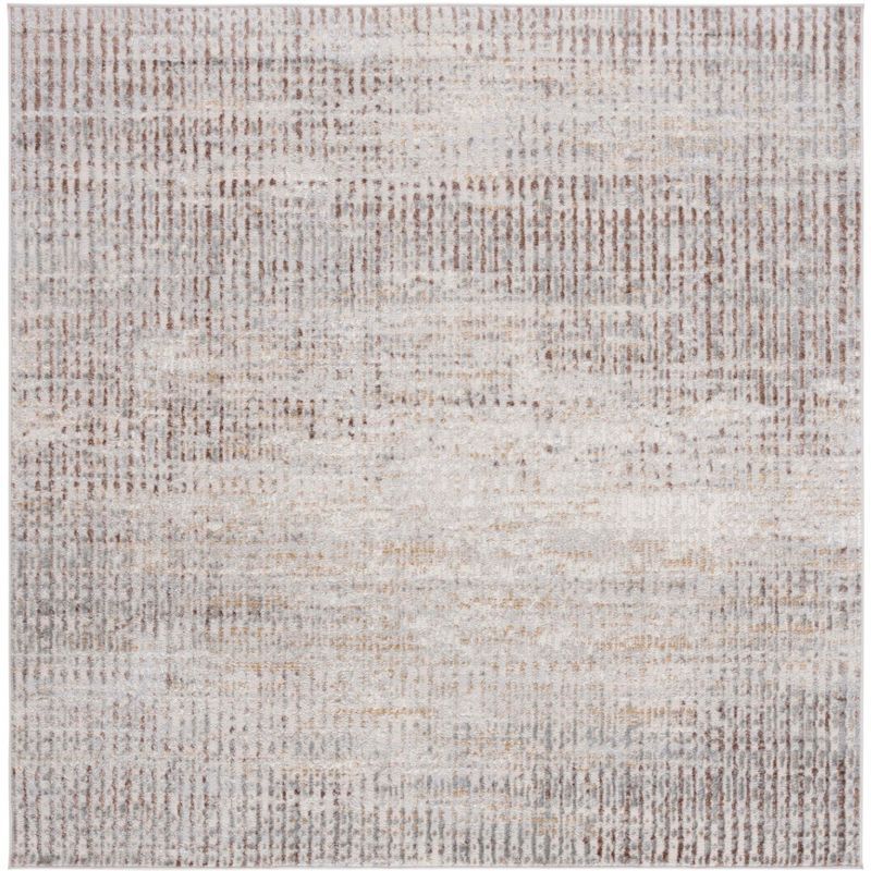 Palma Beige and Brown 6'7" Square Synthetic Area Rug