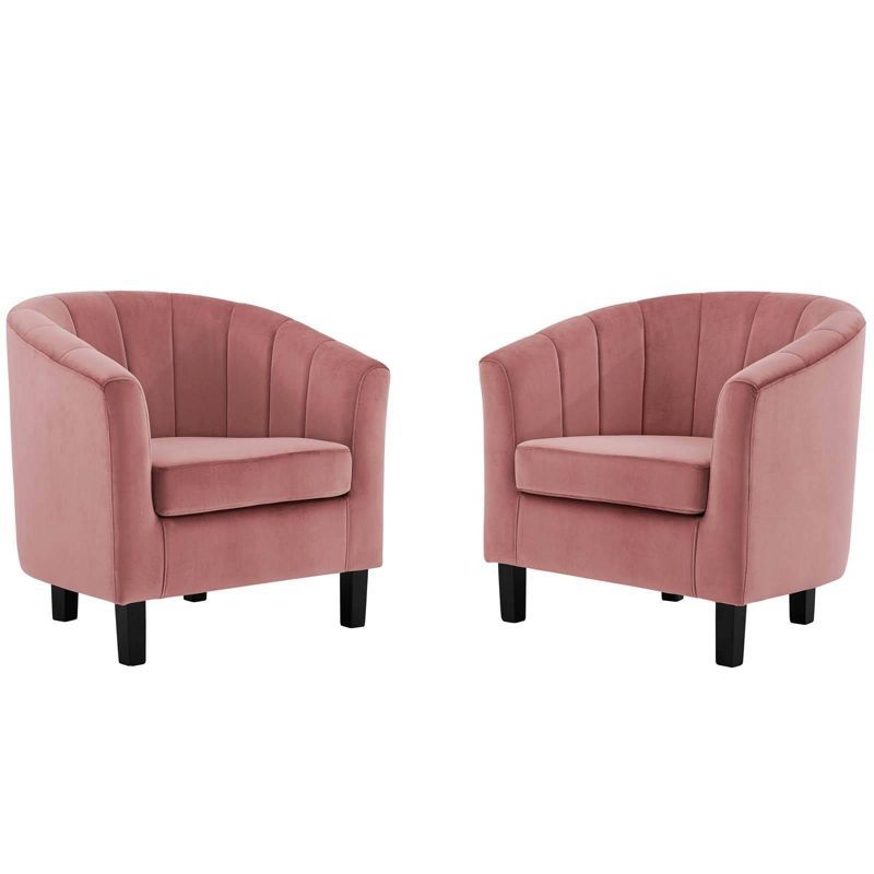 Dusty Rose Velvet Barrel Accent Chair