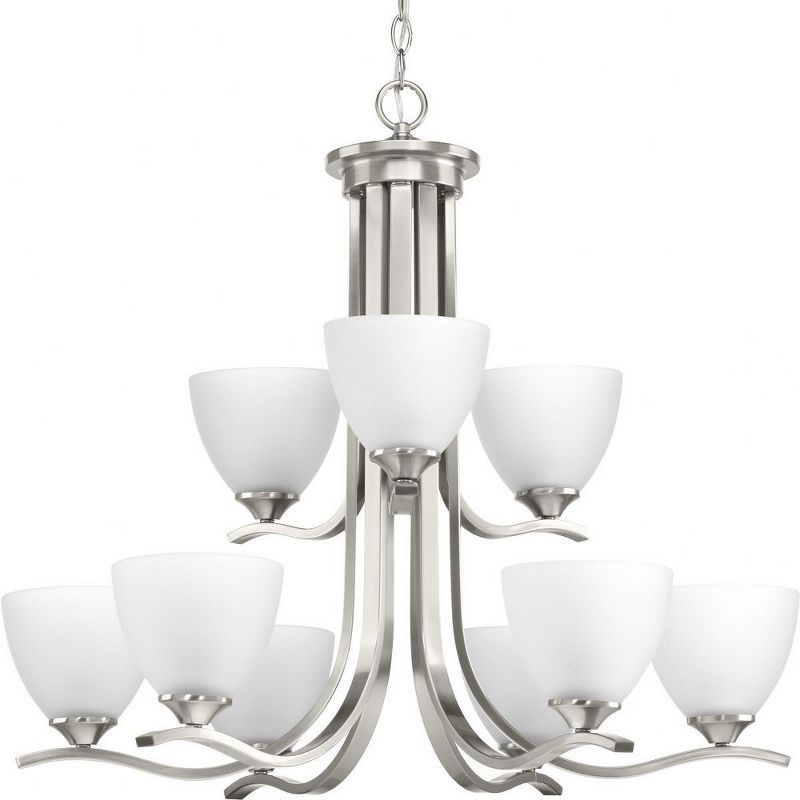 Laird Brushed Nickel 9-Light Chandelier with Glass Shades