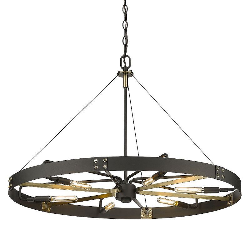 Vaughn Aged Brass and Black 6-Light Chandelier