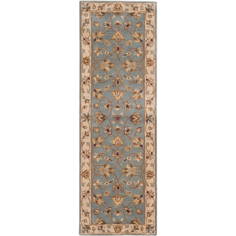 Regal Elegance Hand-Tufted Wool Runner Rug in Blue and Beige