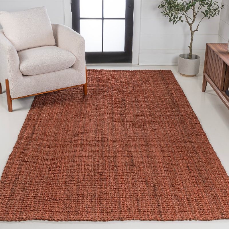 Handcrafted Terracotta Jute 4' x 6' Rectangular Area Rug