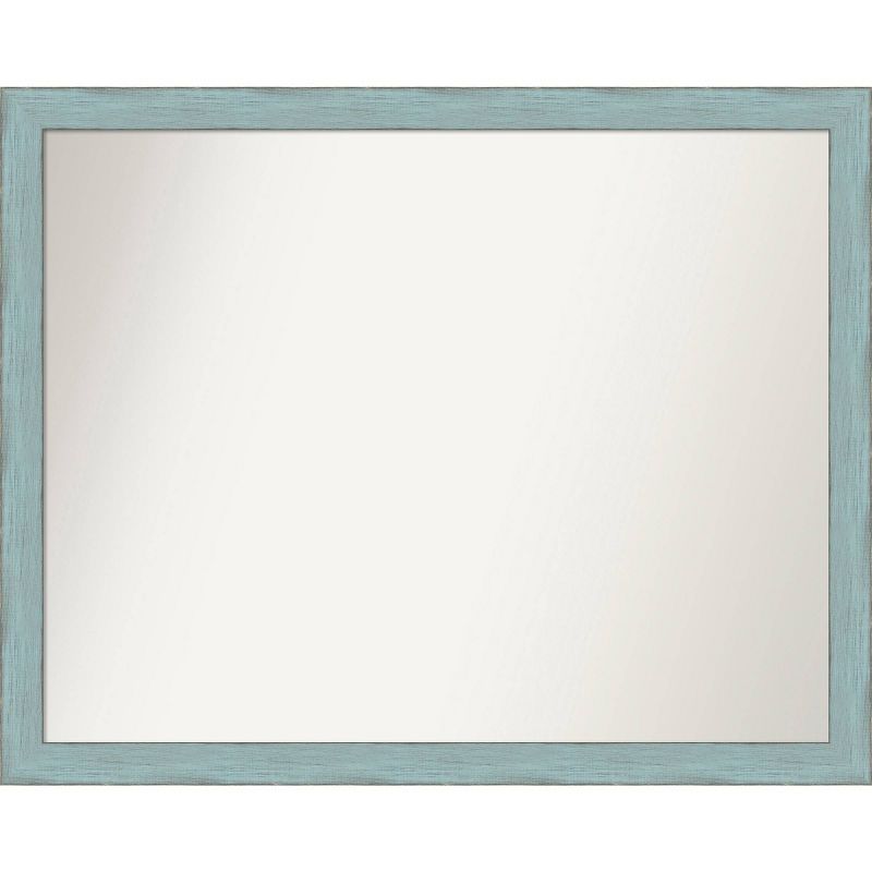 Sky Blue Rustic Wood Rectangular Bathroom Wall Mirror