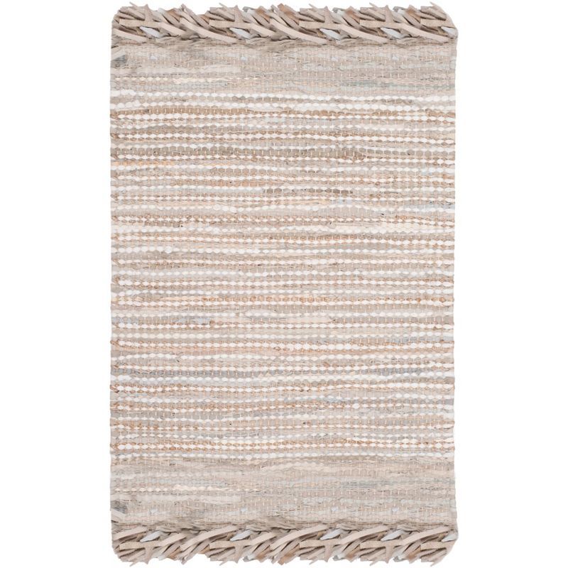 Beige and Multicolor Handmade Cowhide Area Rug, 2' x 3'