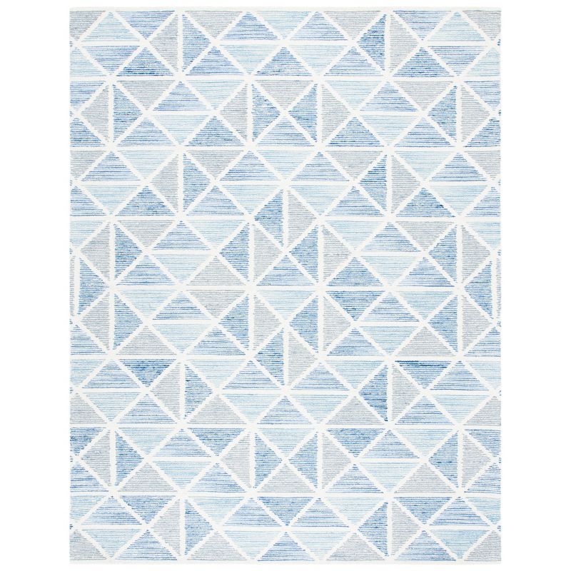 Handcrafted Abstract Blue Wool 8' x 10' Tufted Area Rug