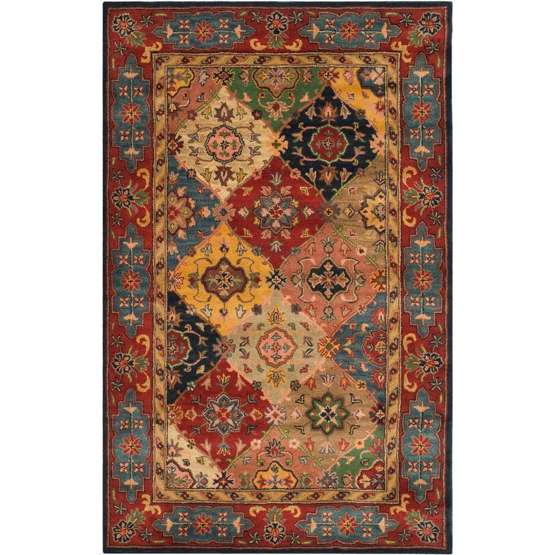 Luxurious Hand-Tufted Woolen Area Rug - Red Multicolor, 5' x 8'