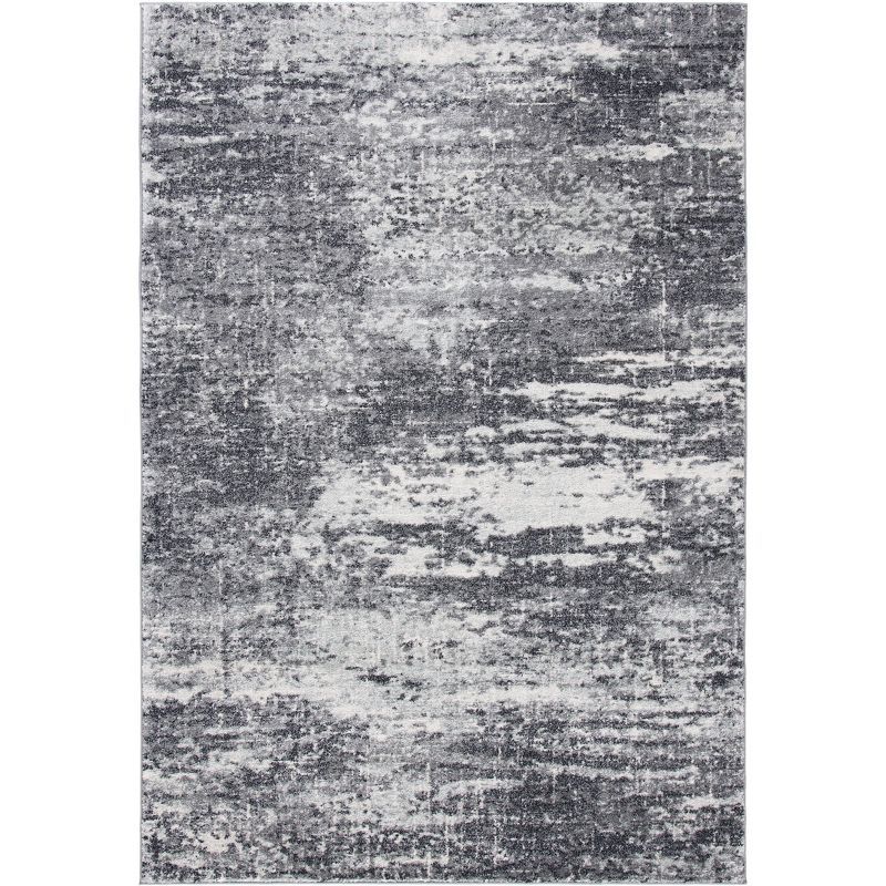 Ivory and Grey Rectangular Synthetic Easy Care Area Rug