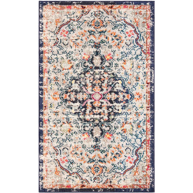 Beige and Black Flat Woven Synthetic Area Rug