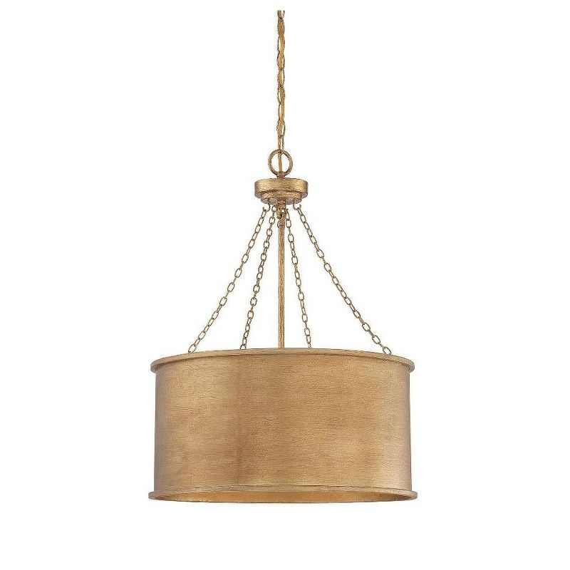 Rochester Gold Patina 4-Light Metal Drum Pendant