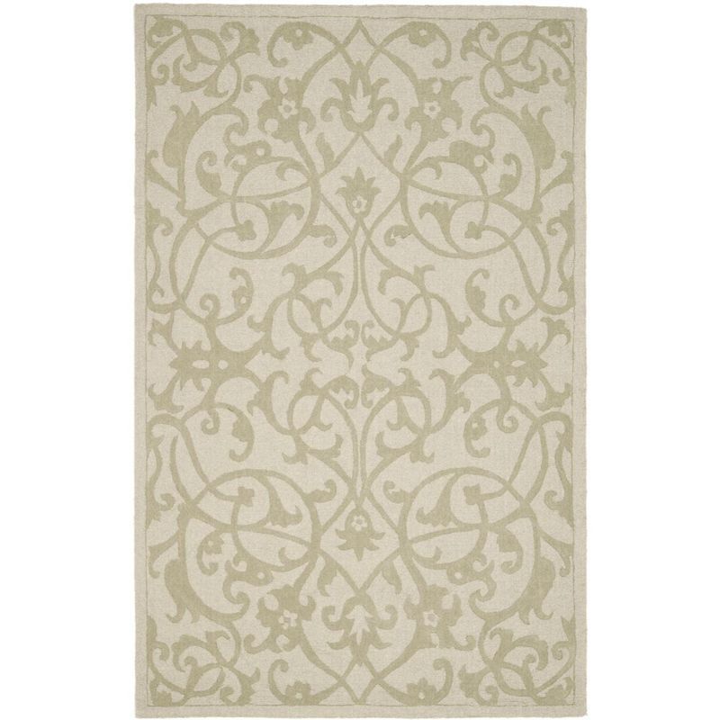 Sage Hand-Tufted Wool Area Rug with Etched Design