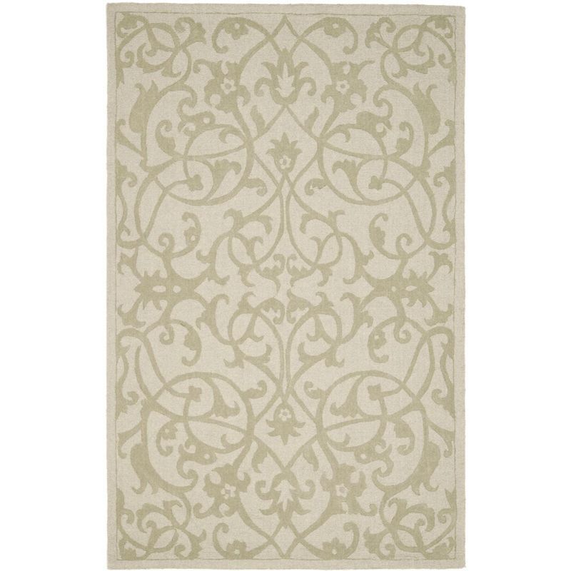 Sage Hand-Tufted Wool Area Rug with Etched Design