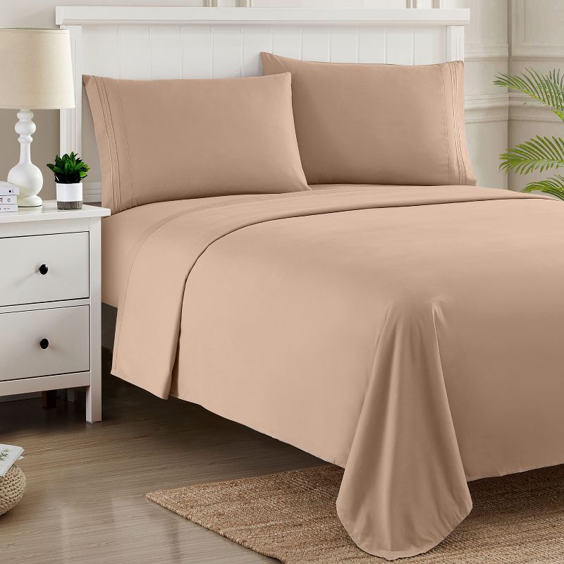 King Taupe Ultra Soft Microfiber 4-Piece Sheet Set