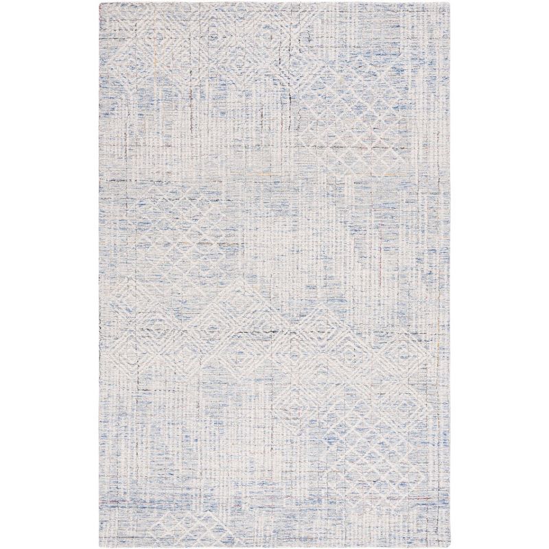 Blue and Ivory 4' x 6' Hand-Tufted Wool Area Rug