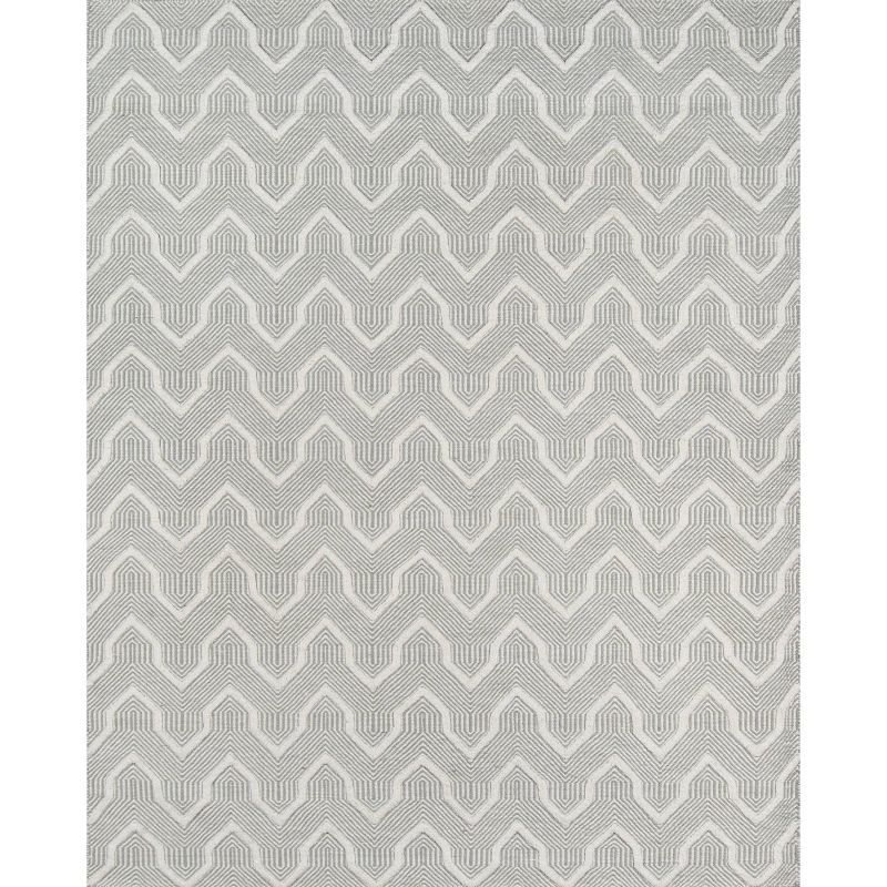 Handmade Geometric Gray Wool Area Rug 5' x 8'