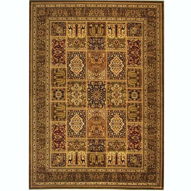 Reversible Multi/Green Traditional 9' x 12' Easy-Care Area Rug