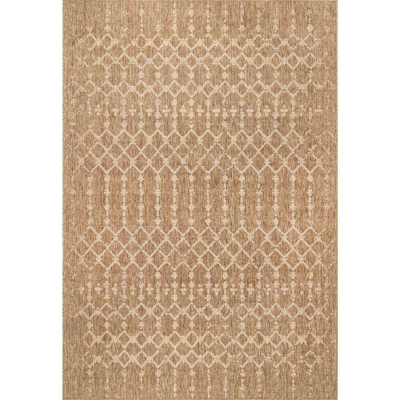 Serene Beige Tufted Square Synthetic Area Rug 5'x8'