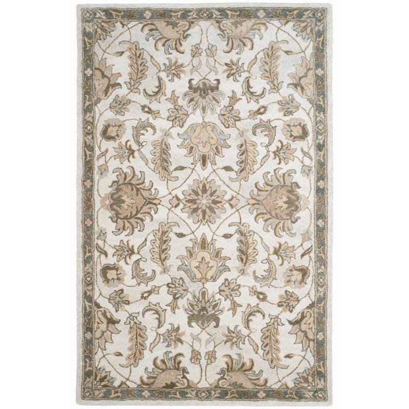 Off-White Floral Tufted Wool-Viscose 5'x8' Area Rug