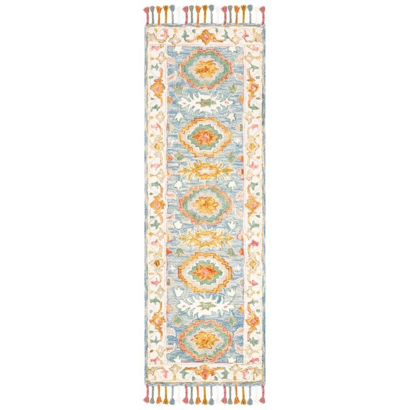 Aspen Blue and Ivory Hand-Tufted Wool Accent Rug - 27" x 5"