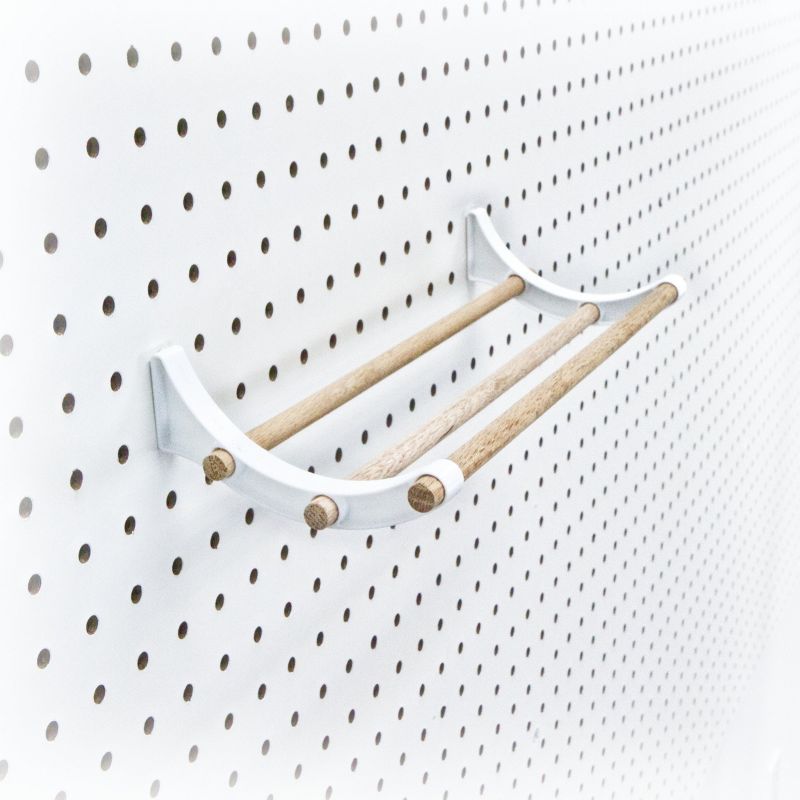 White and Natural Wood Pegboard Organizer Kit for Crafts and Storage