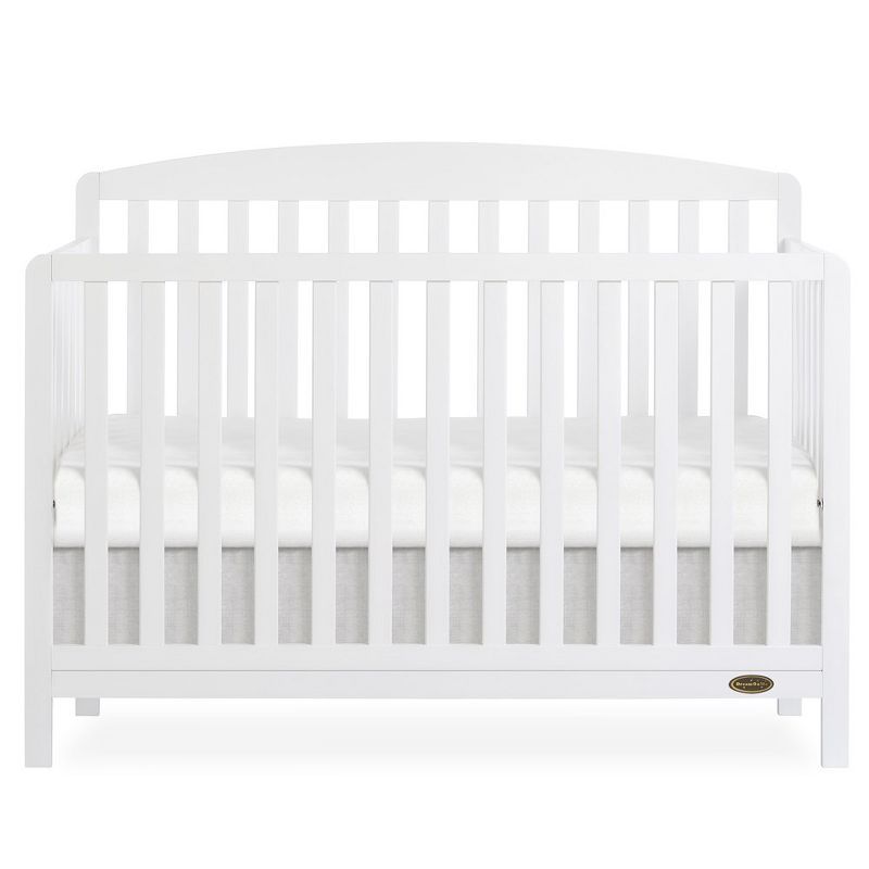 White Pinewood 5-in-1 Convertible Crib with Adjustable Mattress Height