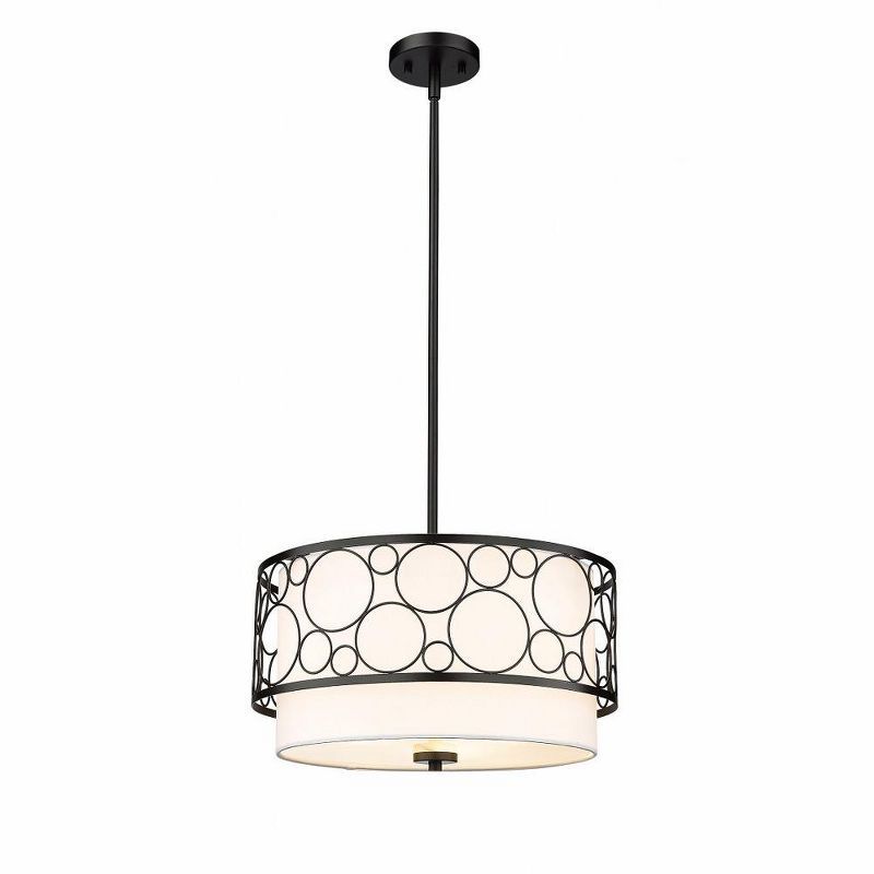 Kendall Contemporary 17" Matte Black and Nickel Drum Pendant