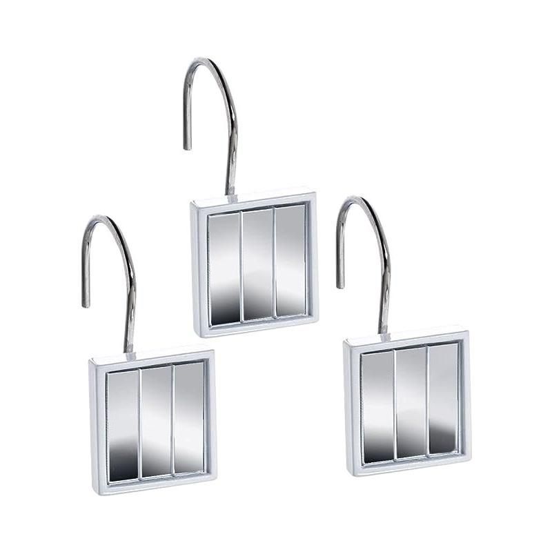 Elegant Quilted Mirror Resin Shower Curtain Hooks Set