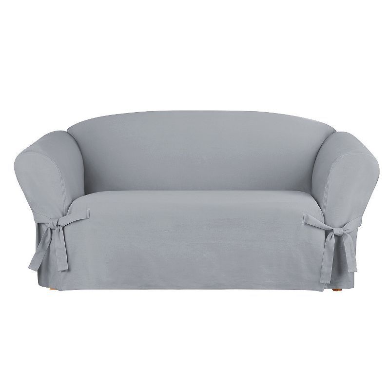 Heavyweight Cotton Duck Loveseat Slipcover in Pacific Blue