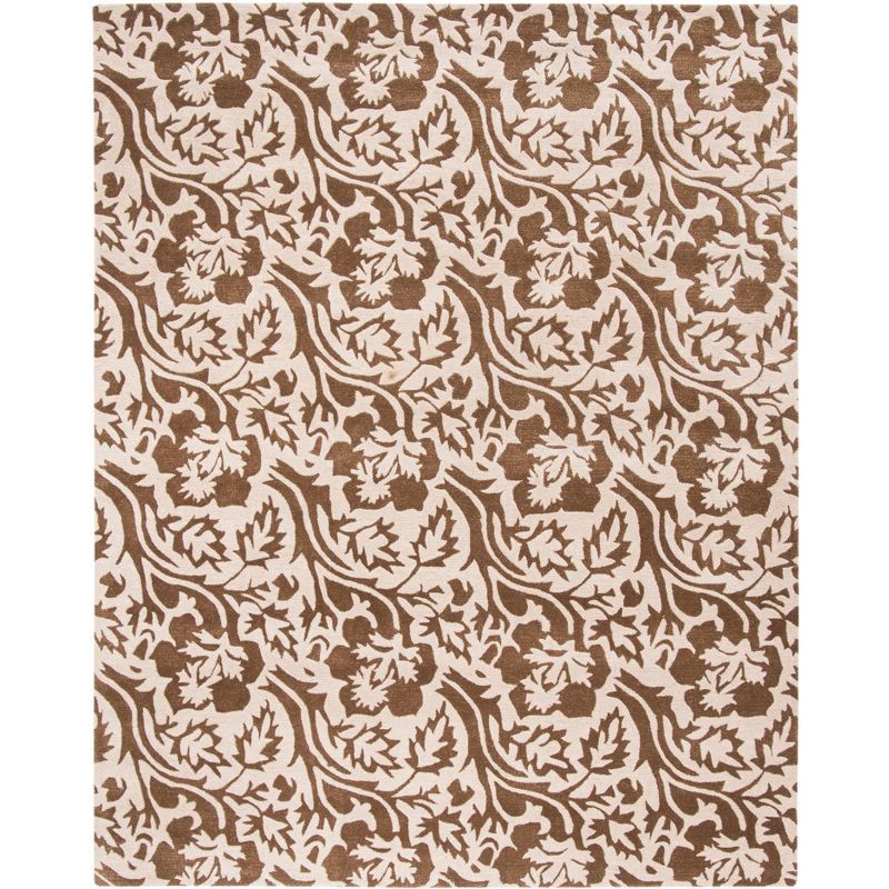 Ivory and Brown Tufted Wool Rectangular Area Rug