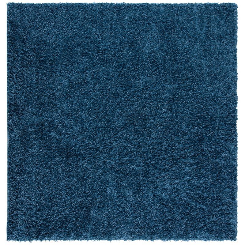 Navy Square Shag Synthetic Area Rug, 4' x 4'