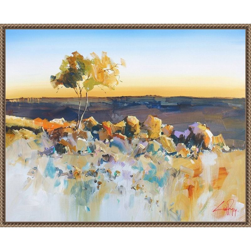 Silverton View Trees Abstract Landscape Canvas with Bronze Frame