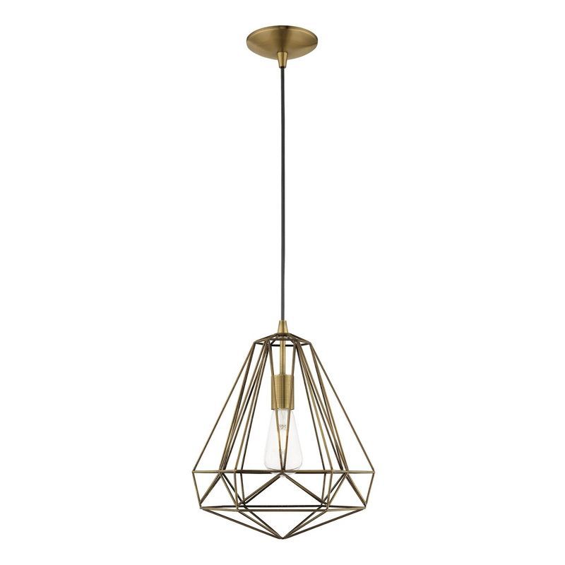 Antique Brass Geometric Mini Pendant Light with LED