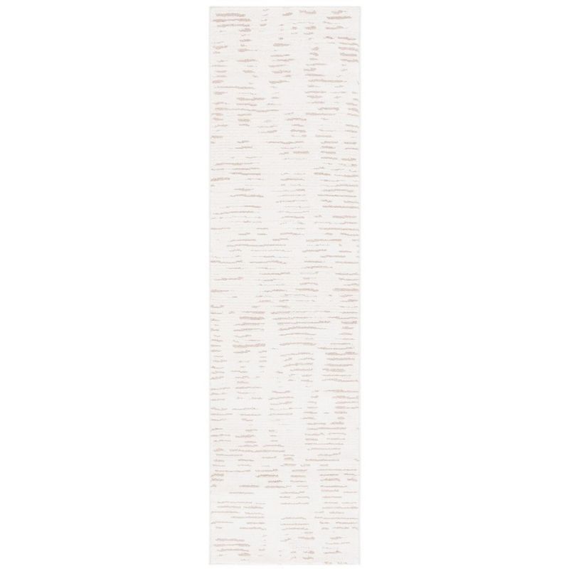 Ivory Beige Hand-Knotted Synthetic Runner Rug 2'2" x 8'