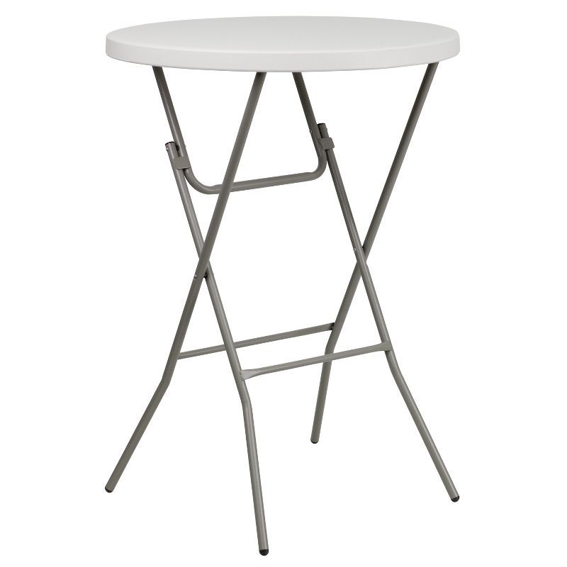 Emma + Oliver 2.63-Foot Round White Plastic Bar Height Folding Table