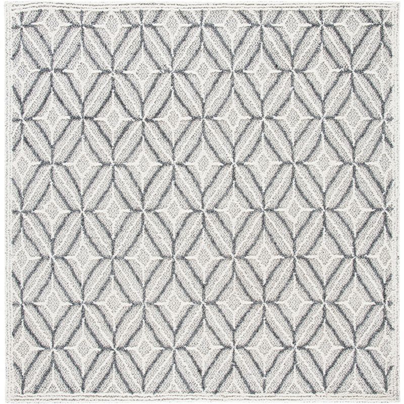 Elegant Trace 6' Hand-Tufted Black Wool Round Rug