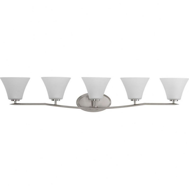 Bravo Brushed Nickel 5-Light Bath Vanity with Etched Opal Shades