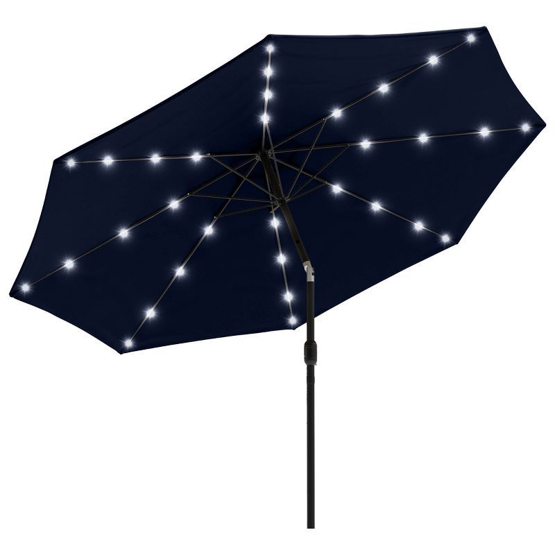 Navy Blue 10-Foot Patio Umbrella with Solar LED Lights