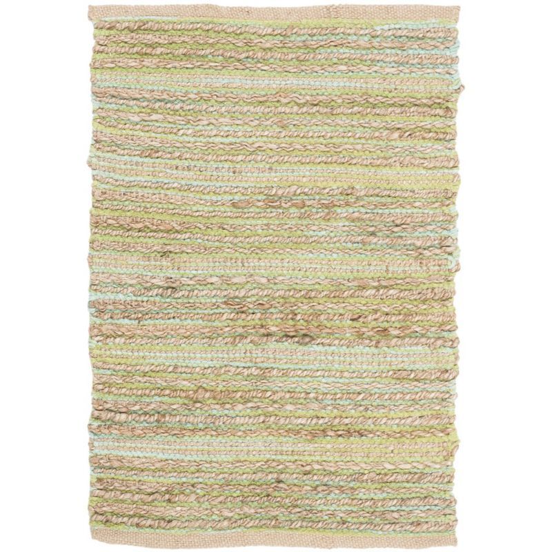 Green Hand-Knotted Cotton Square Area Rug