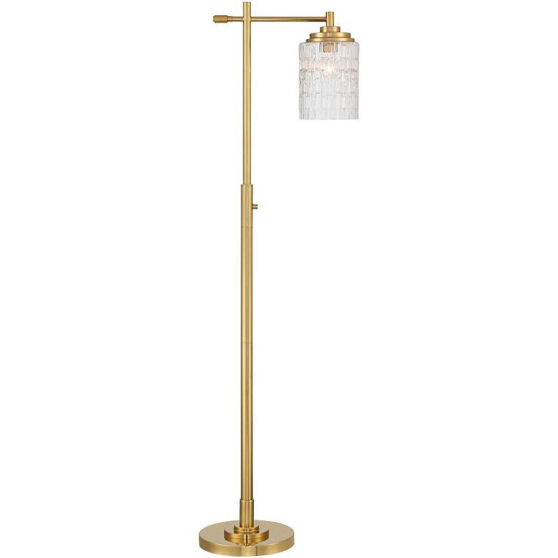 Warm Brass and Stone Glass 67" Modern Downbridge Floor Lamp