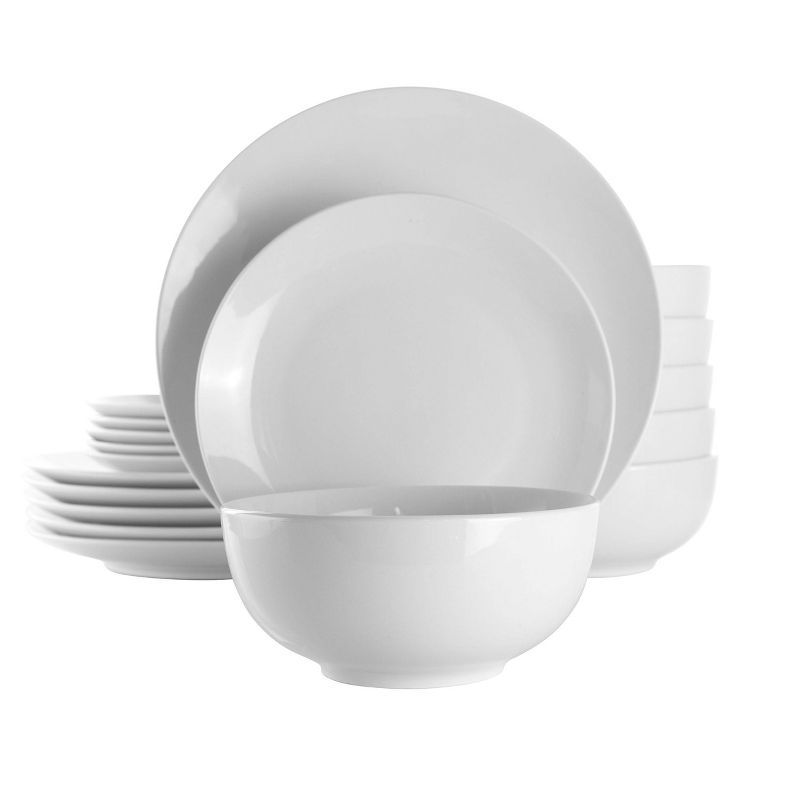 18-Piece White Porcelain Luna Dinnerware Set for 6